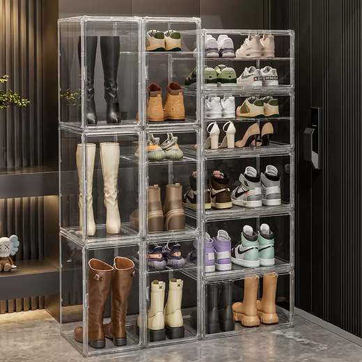 Yusenyi shoe box long boots storage box fully transparent anti-oxidation and dustproof artifact to store Martin boots space-saving shoe cabinet Big Mac horizontal single layer (for short boots) Big Mac horizontal single layer (for short boots)