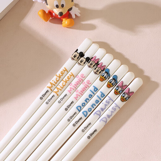Disney Vertical Grain Ceramic Chopsticks Mickey Donald Duck Children's Home High-end Antibacterial, Mildew and Anti-Slip Vertical Grain Minnie Chopsticks 1 Pair