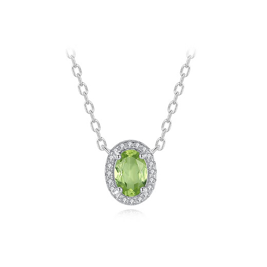 Muye natural colored gem 925 silver natural colored gemstone peridot necklace peridot necklace original design peridot necklace