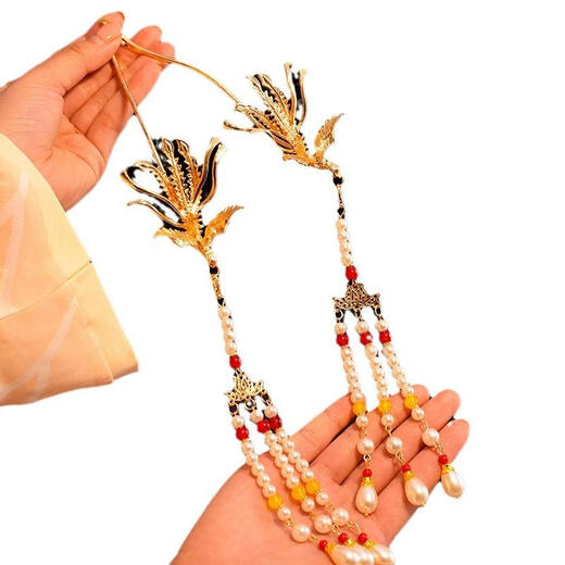 Shengli new Chinese style phoenix hairpin step shake bride wedding Xiuhe hair headdress 2024 new hairpin cheongsam hair accessories a pair of phoenix long pearl hairpin