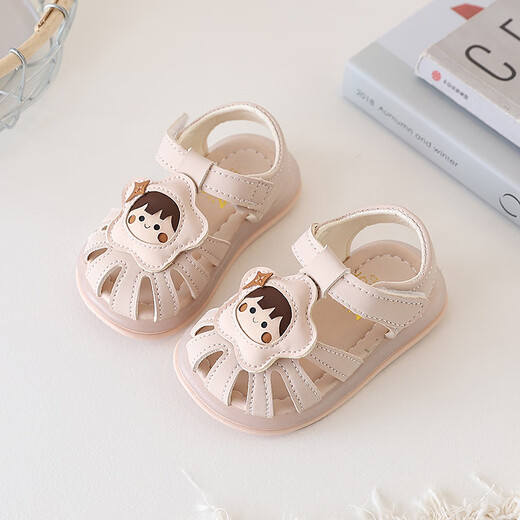 New summer girls sandals cute cartoon princess shoes soft sole non-slip baby fashion toddler shoes off-white size 20 inner length 14cm