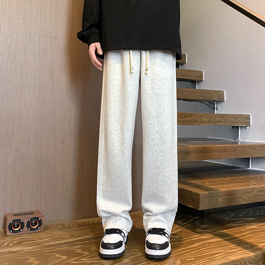 Idea Fan Fat Sports Pants Men's Velvet Floor-Mapping Basketball Pants Herringbone Pattern Casual Pants Loose Straight Pants Men's A050- K106 Black 5XL 200-230Jin Jin is equal to 0.5 kg