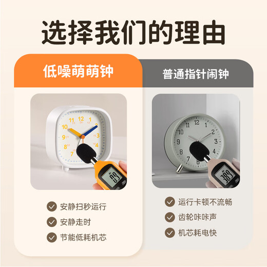 Ma Shi Alarm Clock Children's Student Creative Small Clock Simple Square Pointer Luminous Sleepy Lazy Night Light Desktop Bedside Clock Essential for Starting School C301-3 School Season