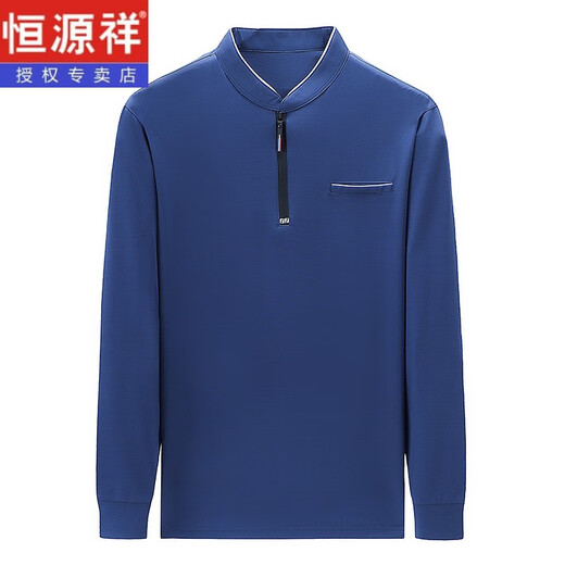 
Hengyuanxiang middle-aged men's long-sleeved T-shirt 2025 spring and autumn new casual stand collar sweater men's semi-zipper base shirt top 6623 rose red 165/M90-120Jin [Jin equals 0.5 kg]