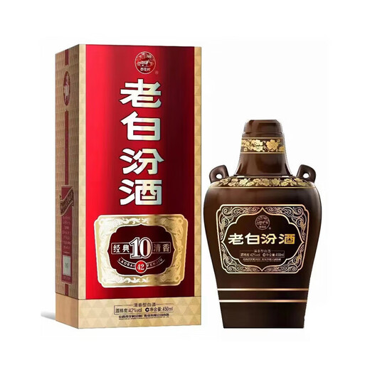 汾酒 老白汾10 清香型白酒 42度 450mL*6瓶 整箱