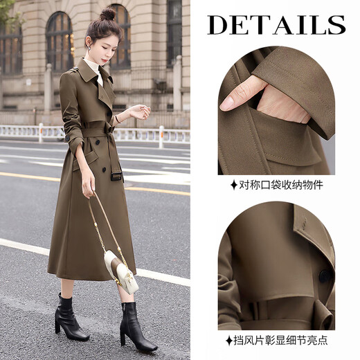 Sibaishe Temperament Windbreaker 2025 Autumn New Women's British Style Simple Slim Medium Long Jacket