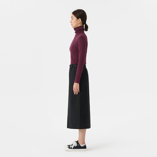 MUJI women's mercerized twill narrow skirt long skirt women's autumn skirt BEY02C4A black L (165/70A)