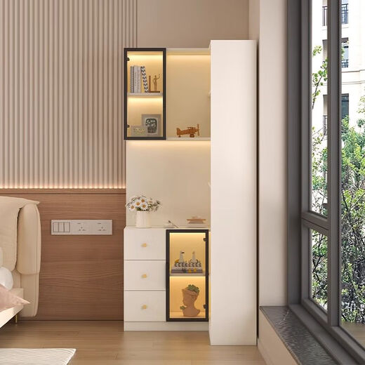 Hongsenji Corner Bookcase Living Room Sofa Corner Cabinet Triangular Side Cabinet Corner Cabinet Storage Rack Bedroom Corner Storage Cabinet Style 13-60*60*200