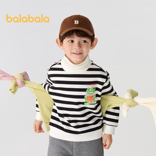 Balabala children's clothing children's sweatshirt boys and girls velvet turtleneck bottoming top autumn and winter fake two-piece inner wear