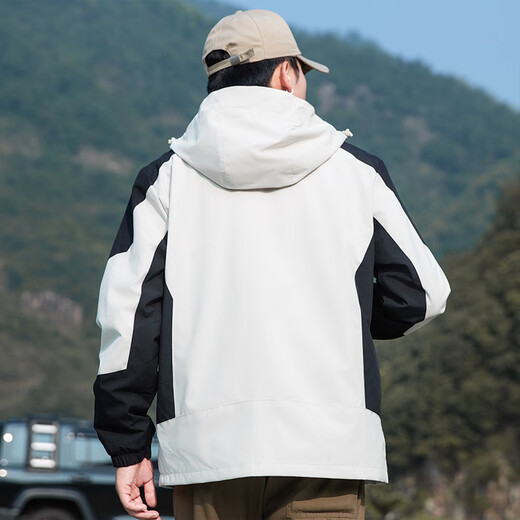 Cotton jacket for men and women, three-in-one windproof outdoor two-piece fleece jacket, men's mountaineering jacket, black 2XL