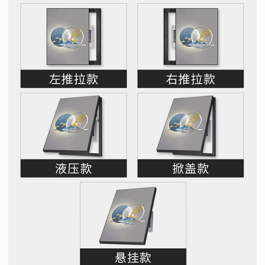 顺吉祥利轻奢电表箱装饰画竖版免打孔现代简约餐厅遮挡电闸箱挂画客厅壁画 JD12045福禄盎然 50*70cm(遮挡40*60)左推拉黑框
