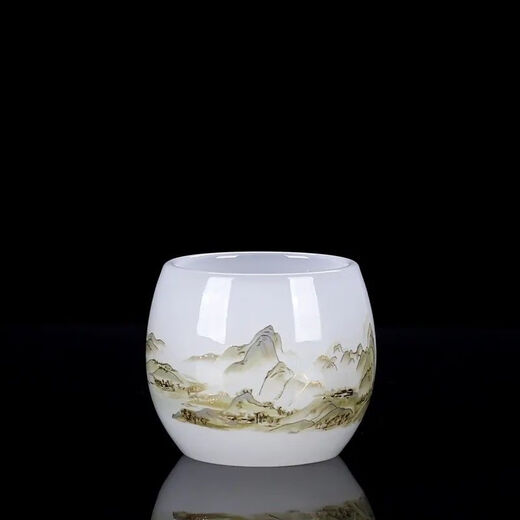 Jingdezhen tea set complete set of high-end Qianli Jiangshan light luxury white jade glazed tea set Chinese style household jade porcelain high Qianli Jiangshan master cup-Tianlan