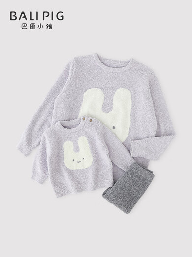 BALIPIG butterfly velvet parent-child outfit for a family of three in autumn and winter, father and son plus velvet suit, mother and daughter home suit, ivory white mom and dad style 175