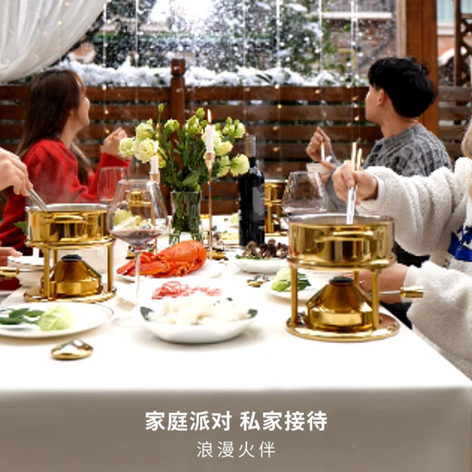 Kisag small hot pot home hotel club 16cm gold single small hot pot pot per person, pot 304 stainless steel gold (anti-scald upgrade) 16cm