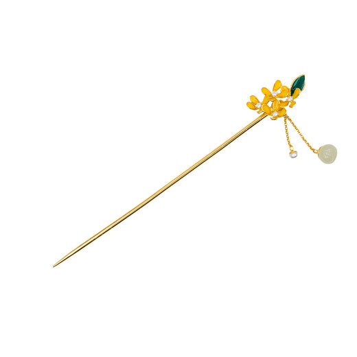Kamalun (KAMALUN) Hotan jade hairpin for women 2025 new style updo hairpin ancient style walking hairpin new Chinese style horse face skirt Hanfu hair accessories gold + brand gift box without engraving