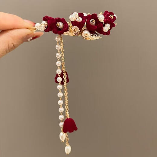 Antimei married mother’s hairpin, mother-in-law’s wedding banquet, cheongsam, headdress, bride’s engagement toast outfit, hairpin, antique style hairpin, red rose tassel hairpin