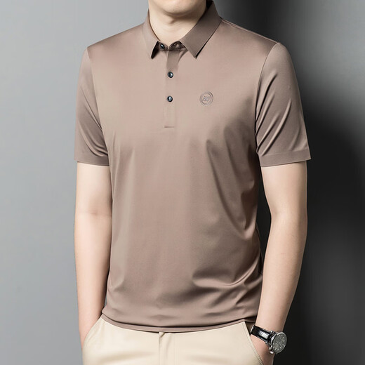 乔亚意大利轻奢品牌短袖t恤翻领男士夏季新款商务休闲纯色半袖上衣服 9859紫红 S 165码 【建议100-115斤】