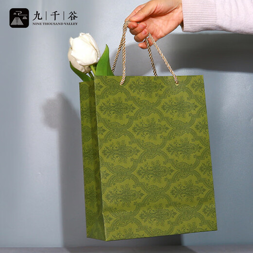 Jiuqiangu Gift Bag Small Chinese Valentine's Day Confession Gift Bag Souvenir Tote Bag Retro Green 5 Pack 1211