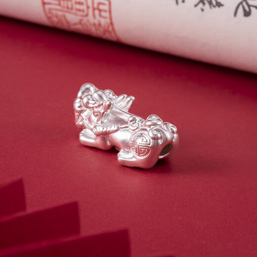 999 Pure Silver Pixiu Separated Beads Handmade DIY Accessories Loose Beads Fortune Fortune Year Pixiu Transport Bracelet Beads Wealth Pixiu Silver 22*10mm