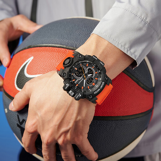 Lu Shizhe Uhr Herren, großes Zifferblatt, Student, Jugend, multifunktional, vielseitig, leuchtend, wasserdicht, elektronische Studentenuhr für Mittelschüler, 6198, Weiß, Blau