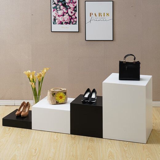 积易木坊展台 展示柜陈列柜展示台木质烤漆展示台橱窗展示台地台工艺品方 白色烤漆30*30*20 官方标配