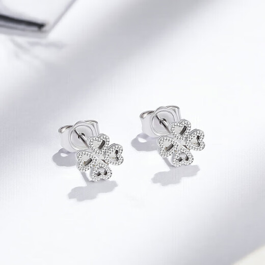 Liuguifu Jewelry PT950 Platinum Earrings Heart Lucky White Gold Earrings for Women PT0200022 2g