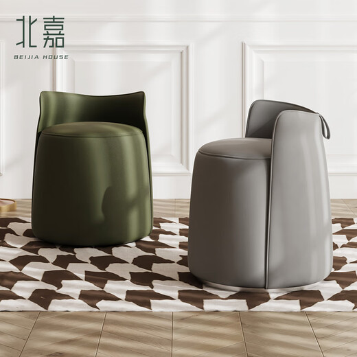 Mexueer light luxury makeup stool dressing stool chair bedroom simple dressing table stool internet celebrity round stool living room coffee table small stool off-white - non-rotatable
