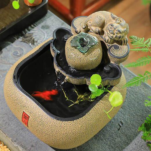 Hanyuntang Chinese-style living room tea room desktop flowing water ornaments circulating water office water system landscape decoration gifts S179-1 Shishi Ruyi desktop flowing water type A