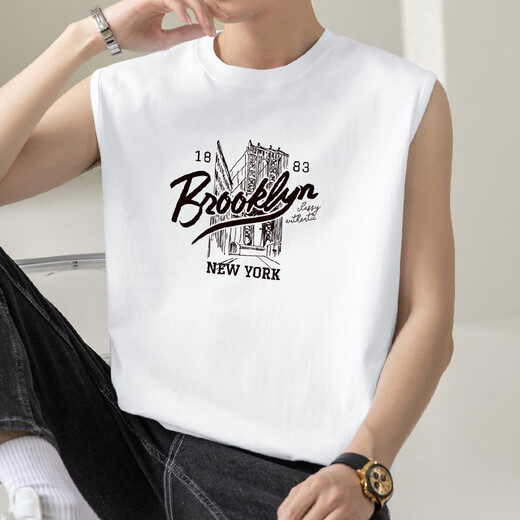 Leichte und extravagante reine Baumwollweste für Männer im Sommer amerikanische Sportweste Basketball Hürde Fitness Außenschütze ärmellose T-Shirt Lose M18-T672 Rost Red M