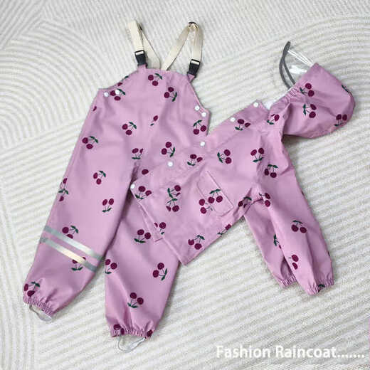 Shantou Lincun children's raincoat kindergarten 36 years old 2024 split children's raincoat male and female baby waterproof overalls raincoat small Cherry S