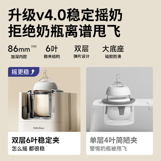 Little White Bear SnowBear shaker à lait, chauffe-lait, chauffe-lait deux-en-un, chauffe-lait, shaker à lait, chauffe-lait stérilisé sans eau, mousseur à lait 5095