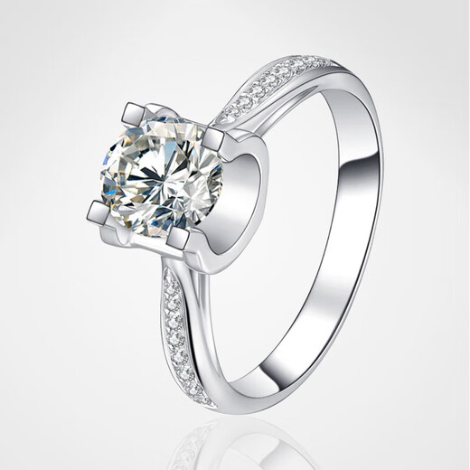 AVHE 18K gold PT950 platinum cultured diamond six-claw art ladies ring asking for wedding gift Chinese Valentine's Day IGI certificate platinum diamond ring + 1 carat diamond (D/VVS/3EX/N)