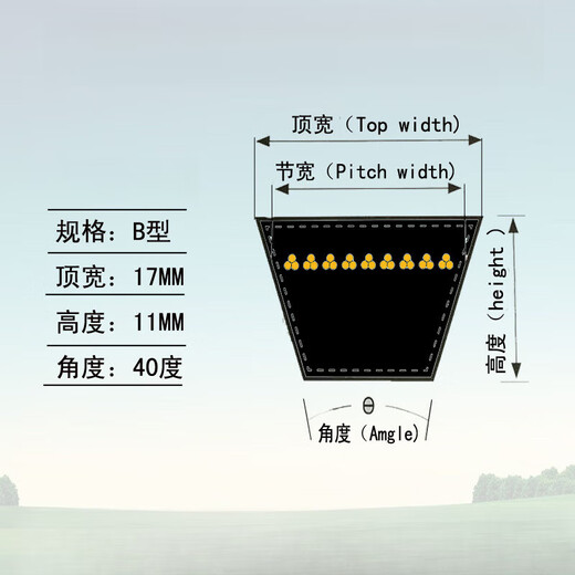 B-type triangle belt rubber motor three-wheel agricultural marine toothed air pressure transmission belt belt triangle B1600 fluorescent green triangle belt B2240LI black