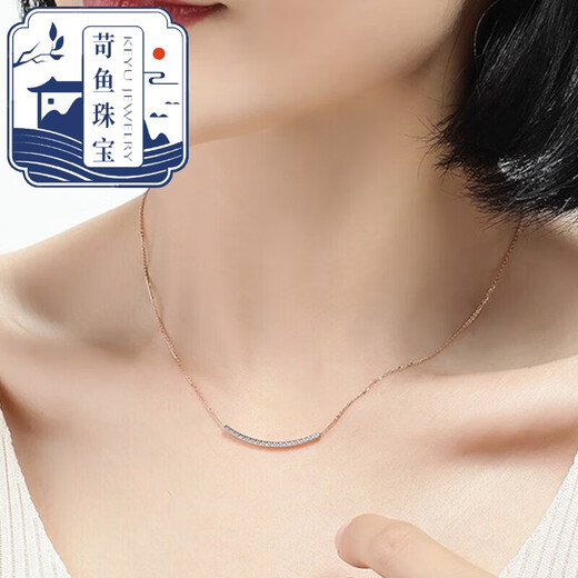 Qiaoyu 18K color gold smile necklace for women, double-sided wear AU750 clavicle chain with certificate, Valentine's Day birthday gift for girlfriend