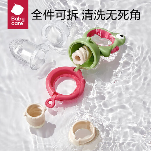 BY BABYCARE Baby Food Fruit and Vegetable Bites Silicone BBC Baby Fruit Food Feeder 4 Months and Over Dinosaur Style - 1 Pack - Deco Green