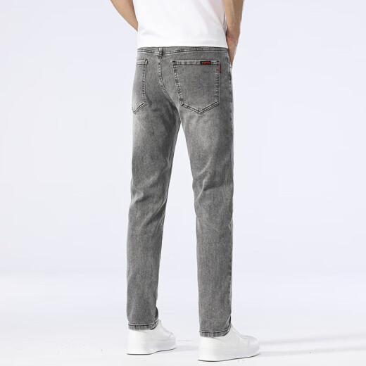 
New Balance High-end Men's Jeans Summer Thin Slim Slim Elastic Straight Pants Middle-aged Simple and Versatile Washed Pants 1049 Gray 31