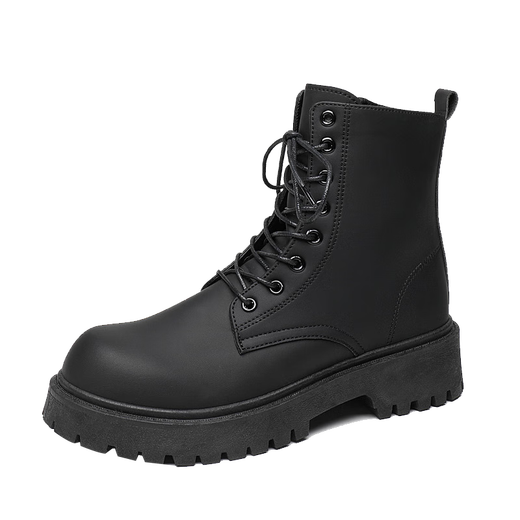 Bonaling Men's Shoes Martin Boots Men's British Motorcycle Botas de trabajo 2025 Nuevo primavera Black High -top impermeable Botas de cuero casual Martin Boots - Negro 41
