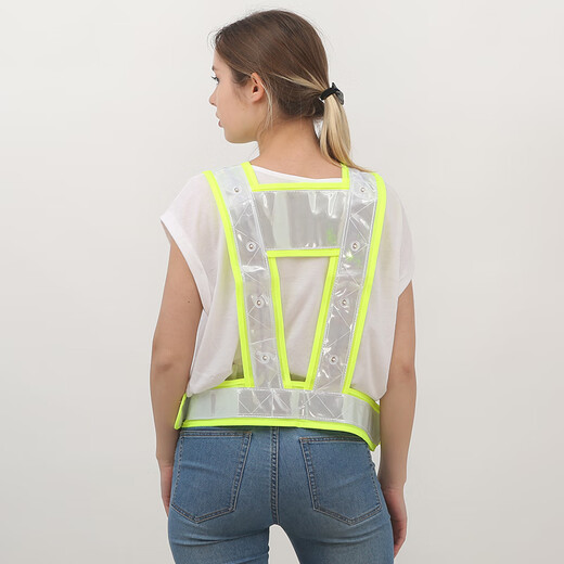 LED reflective vest with light reflective vest rechargeable I-shaped V-shaped clothing reflective clothing cycling reflective clothing V-shaped LED rechargeable yellow