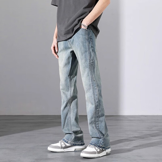 Cotton 2025 Nouveau jean Spring et automne High Street Brand Trendy Brand Loose Loose Lot Laig-Leg Casual Casual