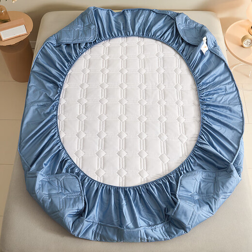 Class A 100-count satin cotton quilted thickened sheet pure cotton non-slip Simmons mattress protector can be customized Diamond grid--sapphire blue customized model--supports customization of any size