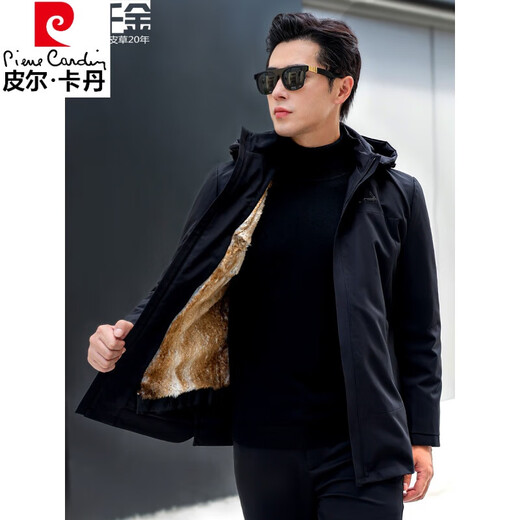 Pierre Cardin's new Haining fur pie jacket men's mink liner fur integrated men's short mink coat thick coat winter fog blue-A style mink liner M 170 suitable for 100-120Jin Jin equals 0.5 kg