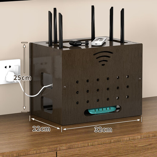 Shunmai router storage box desktop TV set-top box storage rack wire wireless network wifi box placement rack light cat wifi model-3 layers-walnut color