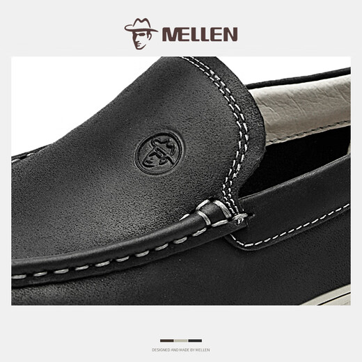MELLEN high-end brand Doudou shoes men's new first-layer cowhide business casual leather shoes one-leg professional suit men's shoes black 41