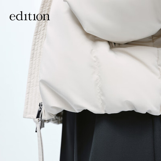 Edition down jacket women's raccoon fur collar hooded short light warm goose down jacket sand shell color M 165 The size is a bit large, it is recommended to order one size smaller