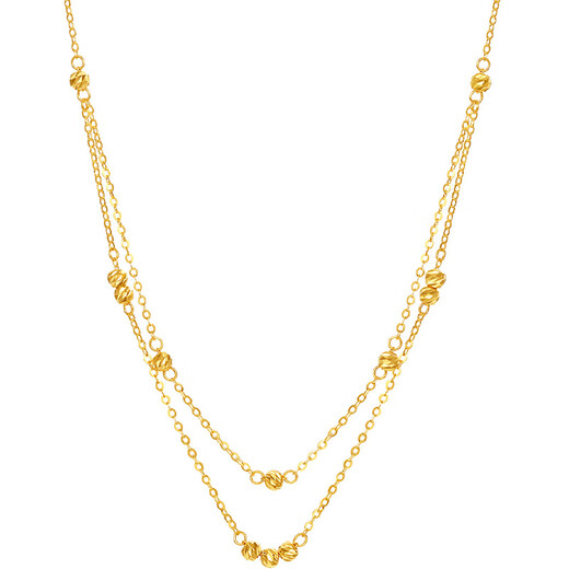 Saturday blessing yellow 18K gold color gold necklace women's small gold bead pendant C0513088 40+5cm birthday gift