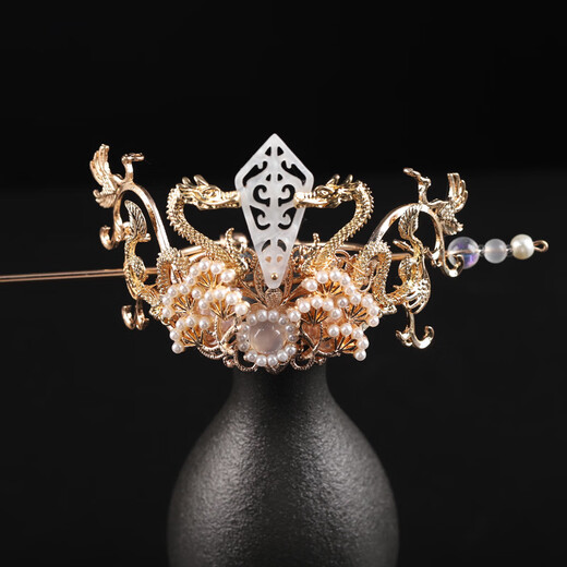 Mengyi ancient style men's crown women's hair crown ancient costume Hanfu cos hairpin jewelry multi-color classical hair accessories gold