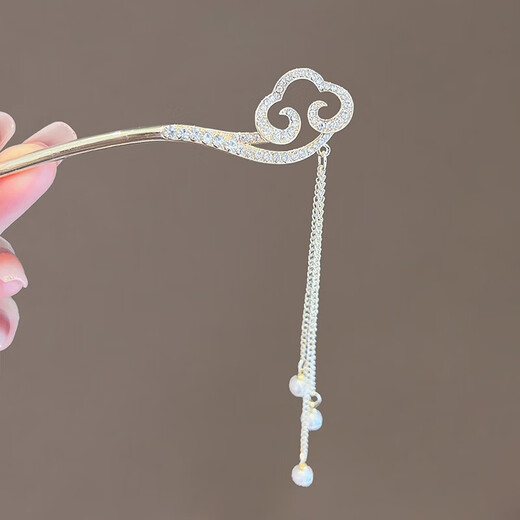 Su Shiliu New Chinese Style Xiangyun Tassel Hairpin Retro Style Hairpin Ancient Style Hairpin Hanfu Step Header Hair Accessories Xiangyun Rhinestone Tassel Hairpin