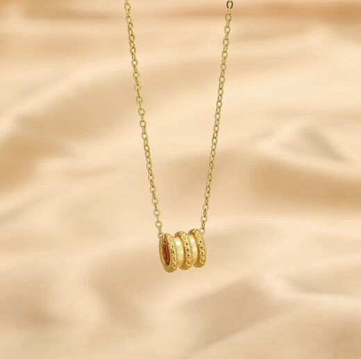 Shiyi Gold Necklace Women's Small Waist 999 Pure Gold Pendant Transfer Beads Clavicle Chain Plain Chain Pure 18K Jewelry Gold K Pendant + 18k Necklace