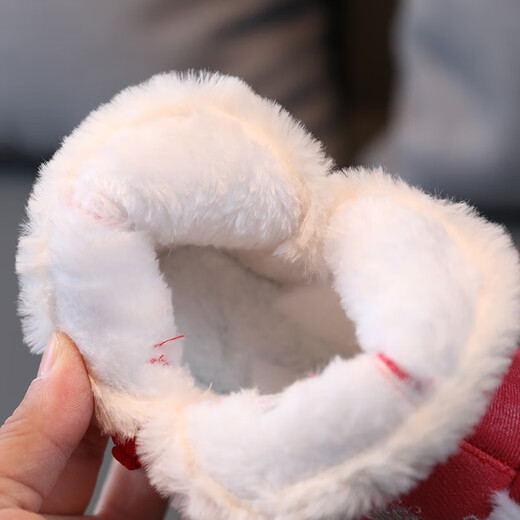 Ruiyang Winterschuhe, Kinder-Hanfu-Schuhe, Samt-Baumwollschuhe, bestickte Mädchenschuhe im Ethno-Stil, Neujahrsschuhe im antiken Stil, kurze Babystiefel, A5213 rosa, Größe 31/Innenlänge 19,0 cm