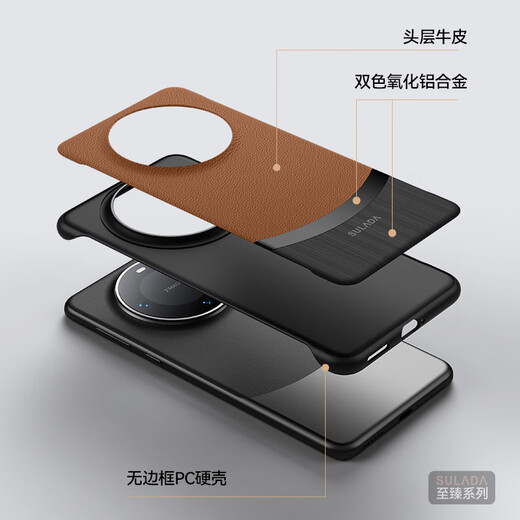 栗栗虎【真皮】华为mate60pro手机壳无边框mate60rs非凡大师牛皮质高档半包超薄防摔男女商务硬壳保护套 经典黑【头层牛皮】 Mate60 Pro/pro+